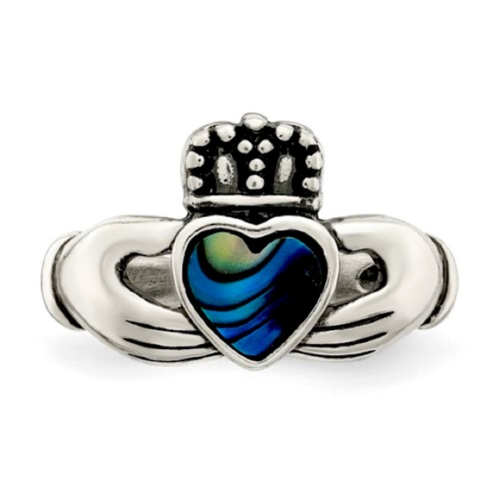 925 Sterling Silver Abalone Celtic Ring